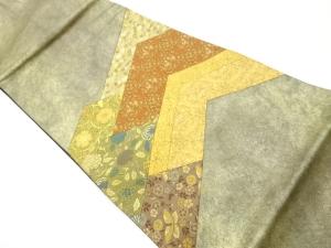 引箔切り嵌め花唐草・蝶・華紋模様織出し袋帯